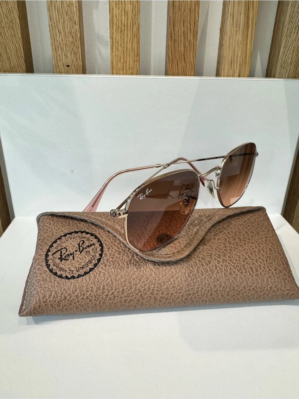 Ray-Ban Hexagonal Flat Lenses - Polished Copper/Gold Frame